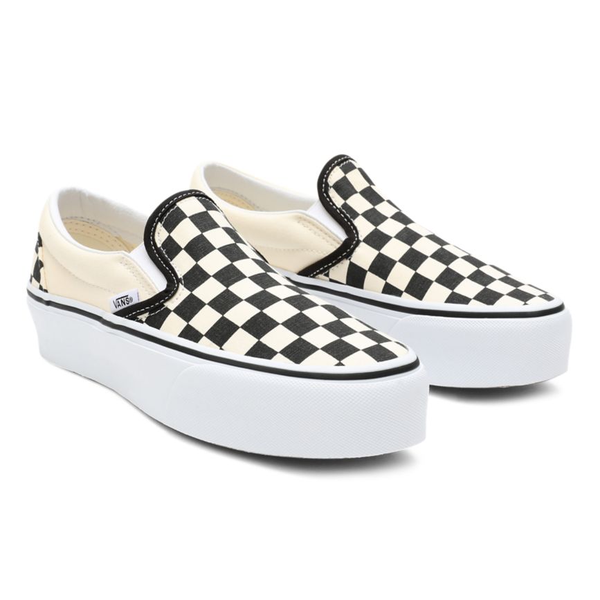 Vans Checkerboard Classic Slip-On Platform Kengät Mustat | VN004X1TZ65