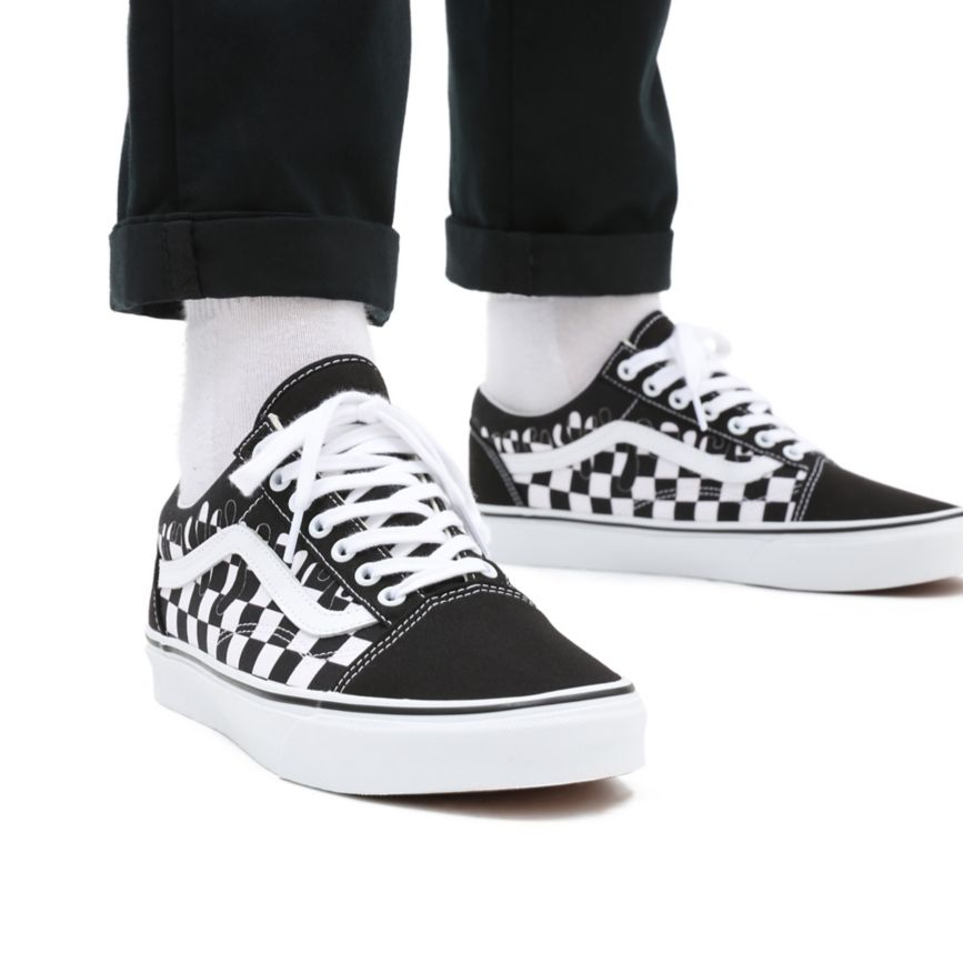 Vans Paint Drip Checkerboard Old Skool Kengät Mustat | VN128M7MH14